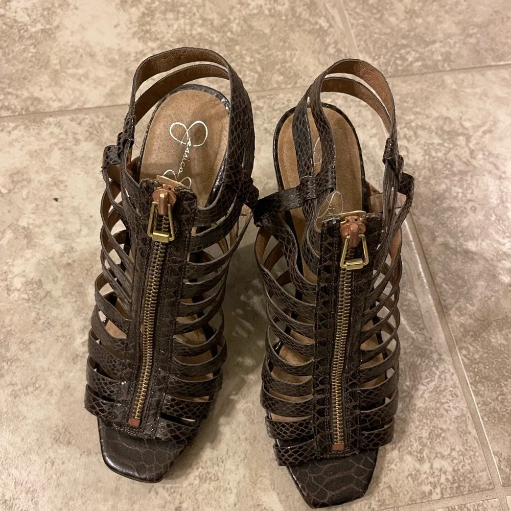 Jessica Simpson Brown‎ wedge sandals